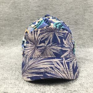 Maaji 5 Panel Camp Hat Tropical Palm Leaf Floral Blue Beige Adjustable Hat